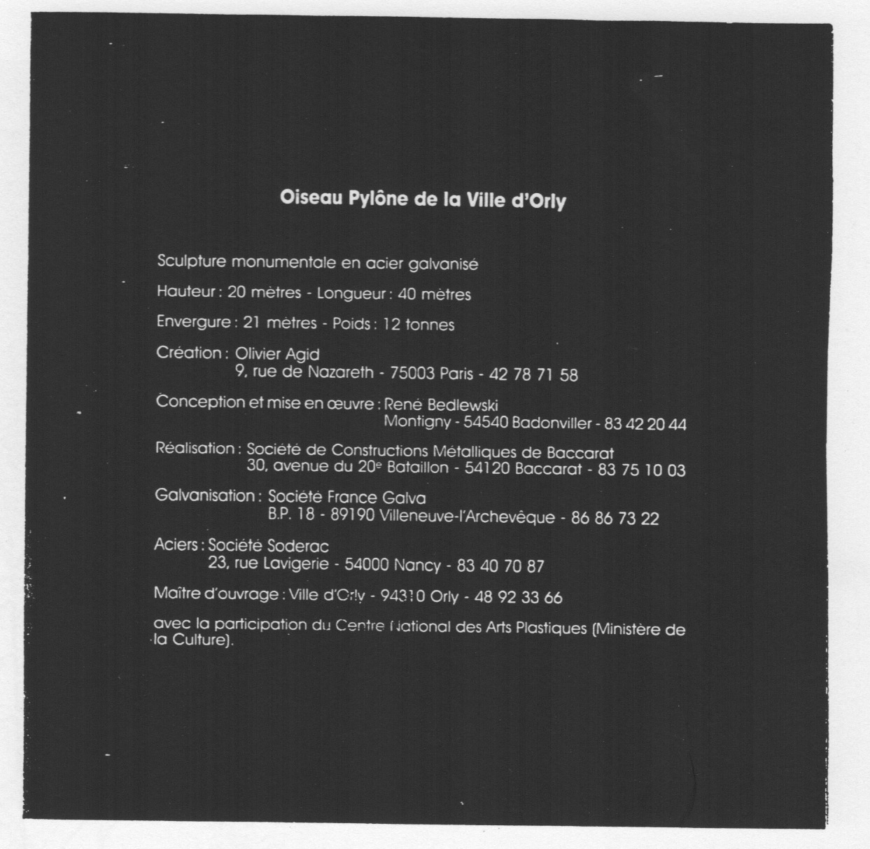 oiseau pylonne - générique presentation